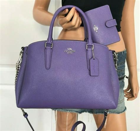 purple checkered coach purse